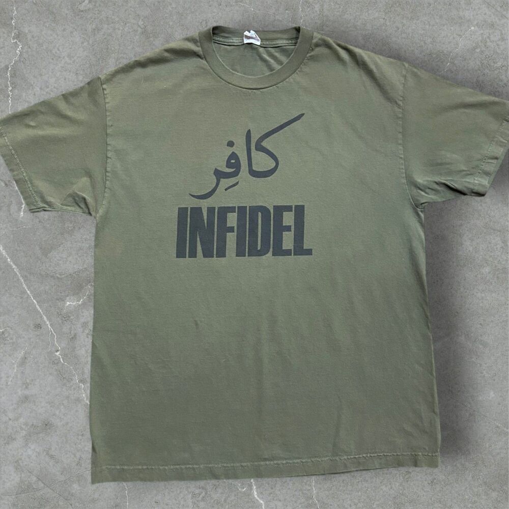 Alstyle Apparel Vintage Y2K Muslim Infidel Arabic Military Green T-Shirt Mens XL